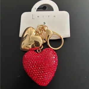 Leith Glittering Red and Gold Heart Keychain